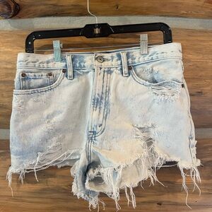 Abercrombie & Fitch Annie High Rise Distressed Jean Shorts